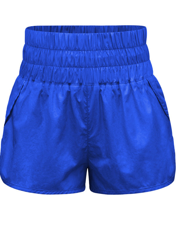 Sporty Shorts- Women's Smocked Waistband Workout Shorts- - Pekosa Women Fashion