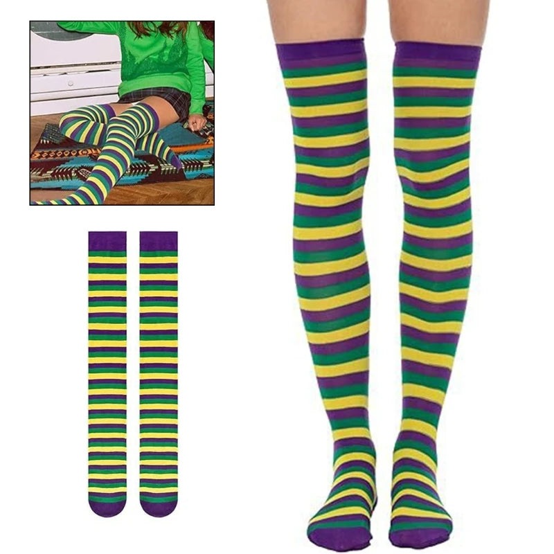 Stockings - Women's Festive Over-Knee Stockings for Mardi Gras & Carnival