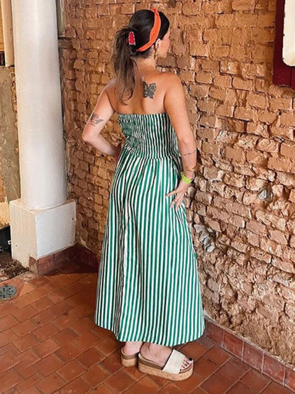 Bandeau Stripe Midi Dress for Weekend Getaways