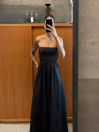 Robe trapèze bandeau à rayures et corsage smocké pour les vacances