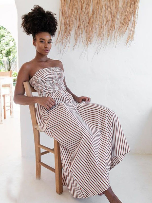 Bandeau Stripe Midi Dress for Weekend Getaways