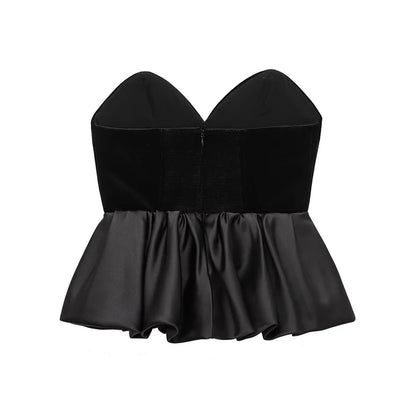 Strapless Tops - Black Velvet Peplum Tube Top – Night Out Essential