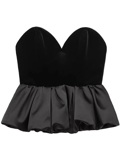 Strapless Tops - Black Velvet Peplum Tube Top – Night Out Essential