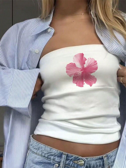 Haut bandeau sans bretelles à imprimé floral