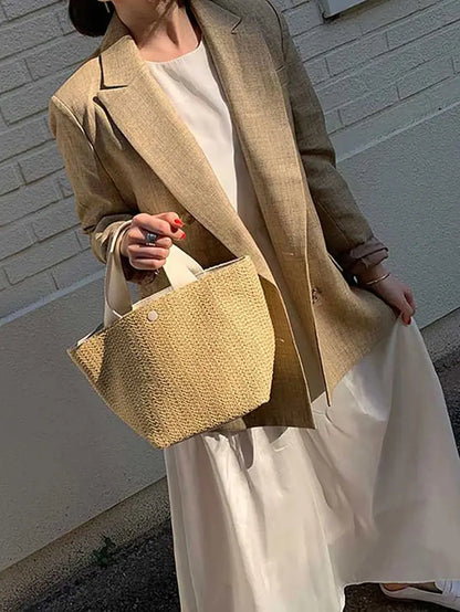 Straw Bags- Eco-Chic Straw Look Bag for Beach Days & Casual Wear- - Pekosa Women Fashion