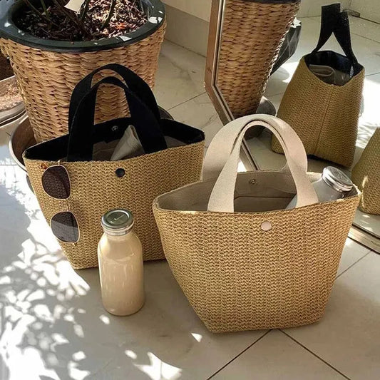 Straw Bags- Eco-Chic Straw Look Bag for Beach Days & Casual Wear- - Pekosa Women Fashion