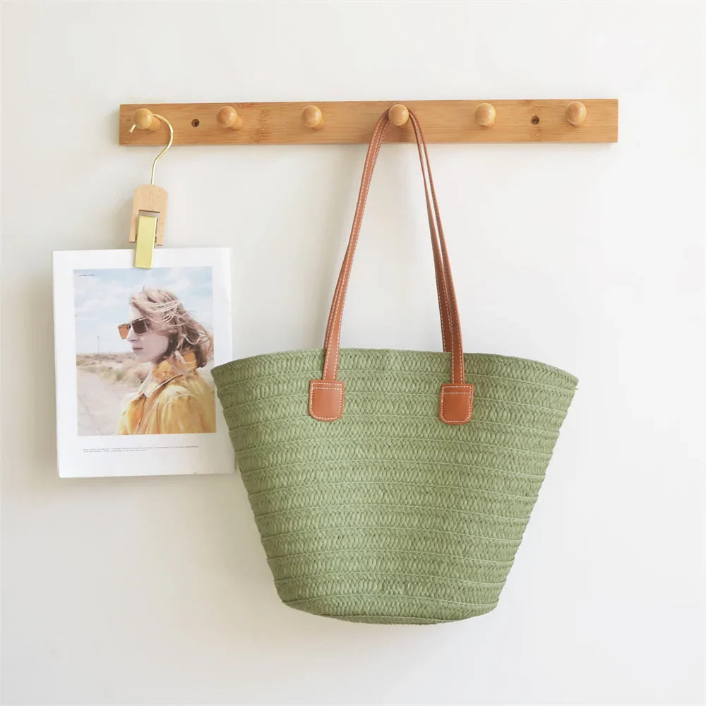 Straw Bags- Eco Straw Bag for Beach Days & Casual Outings- Green- Pekosa Women Fashion