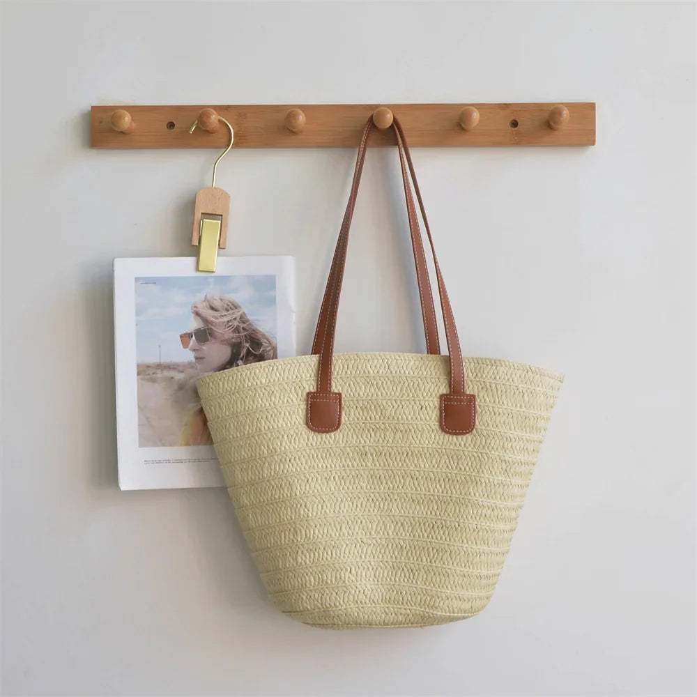 Straw Bags- Eco Straw Bag for Beach Days & Casual Outings- White- Pekosa Women Fashion