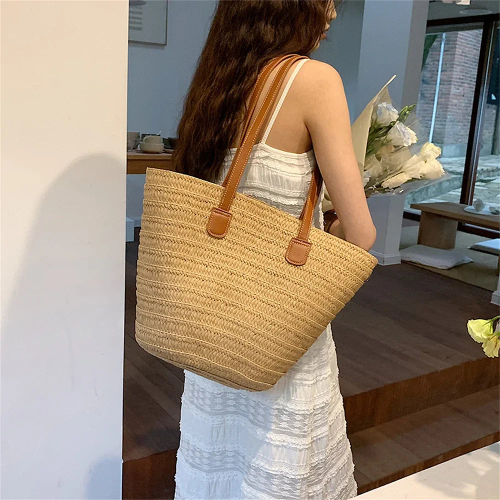 Straw Bags- Eco Straw Bag for Beach Days & Casual Outings- - Pekosa Women Fashion