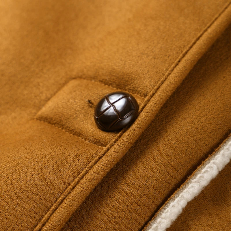 Suede Jackets - Stylish Sherpa-Lined Artisan Coat