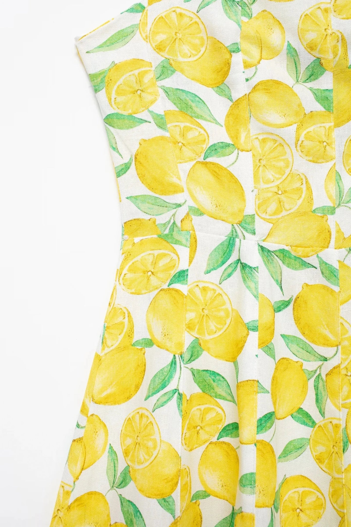 Summer Dresses- Bright Summer Lemon Print Dress for Beach Days and Picnics- - Pekosa Women Fashion