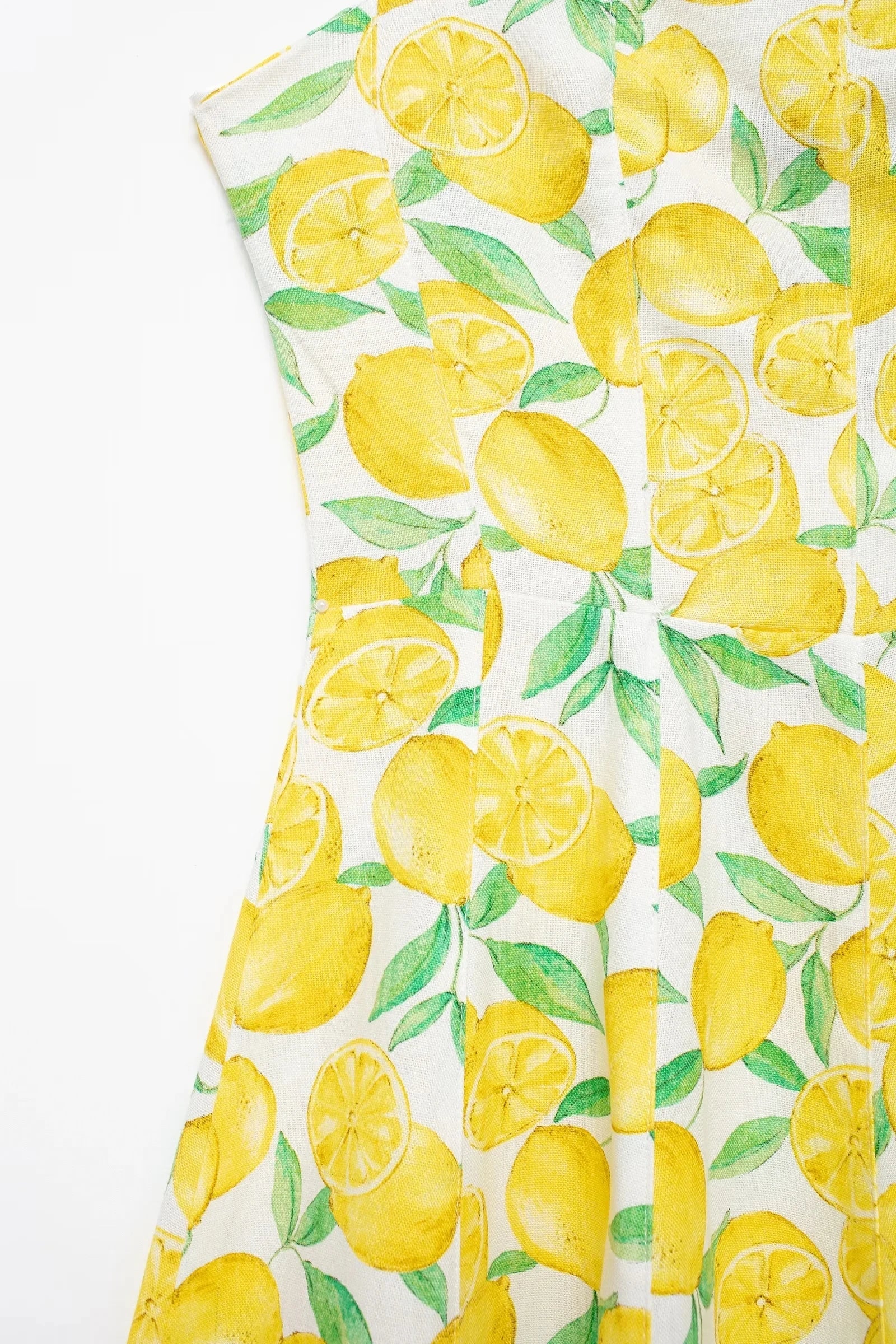 Summer Dresses- Bright Summer Lemon Print Dress for Beach Days and Picnics- - Pekosa Women Fashion