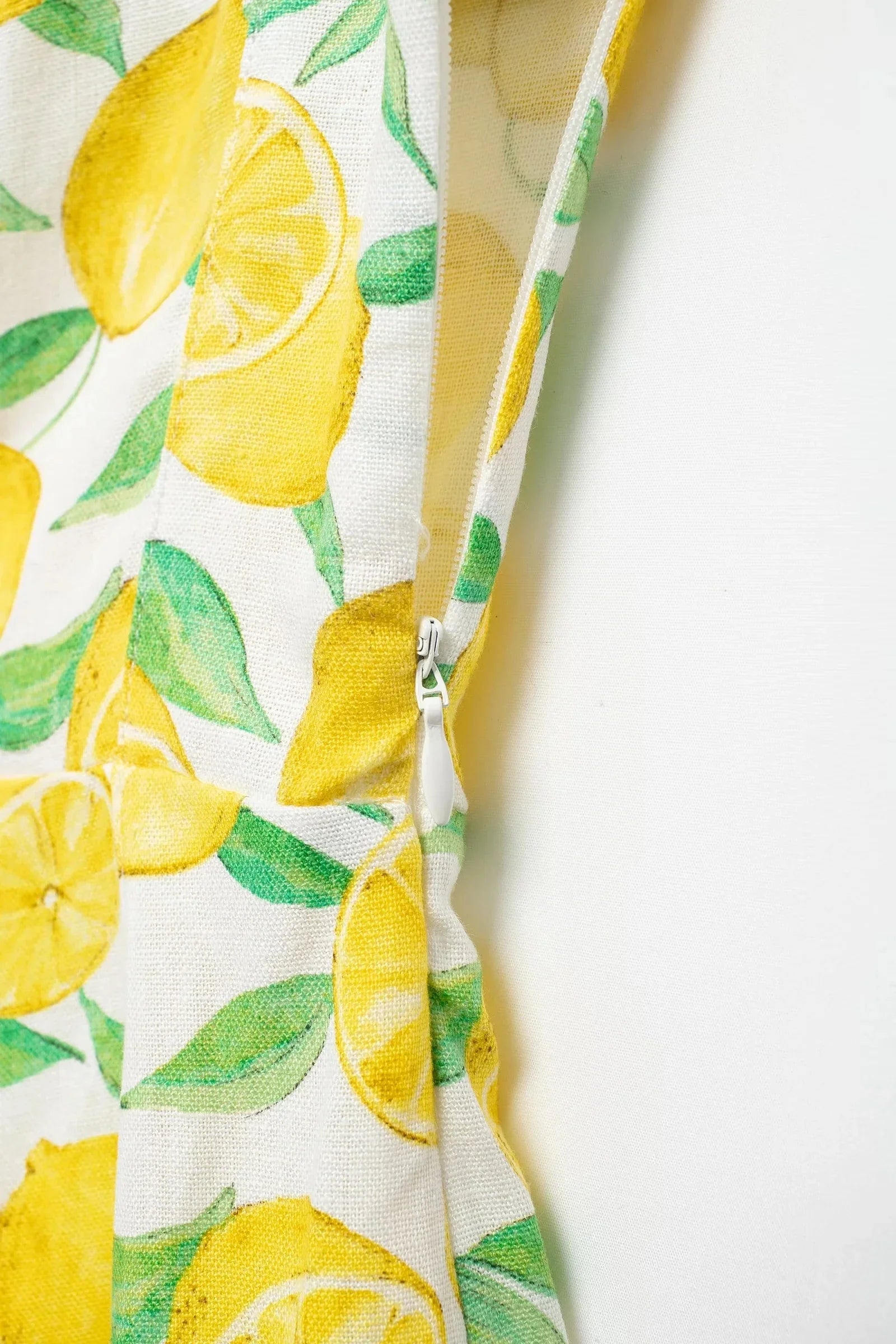 Summer Dresses- Bright Summer Lemon Print Dress for Beach Days and Picnics- - Pekosa Women Fashion