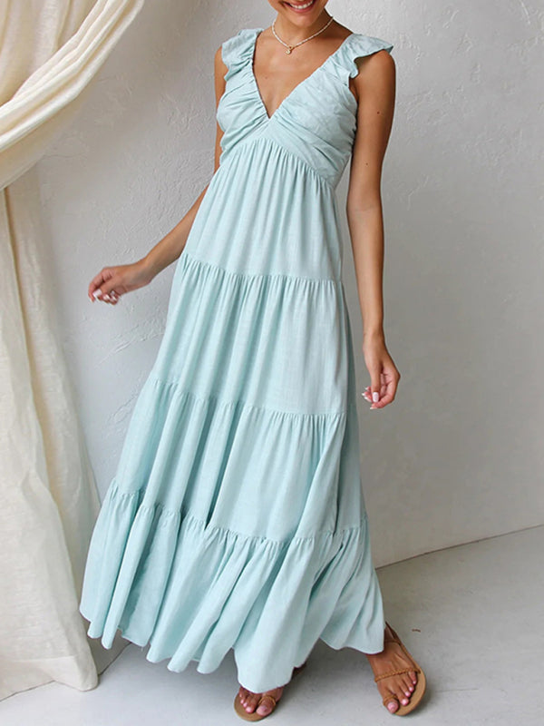 Summer Dresses - Cotton Maxi Dress for Casual Summer Days