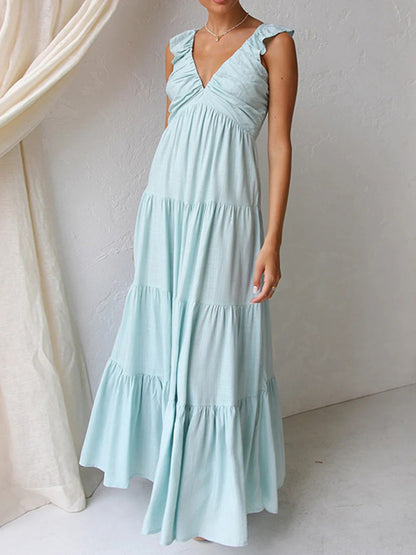 Summer Dresses - Cotton Maxi Dress for Casual Summer Days