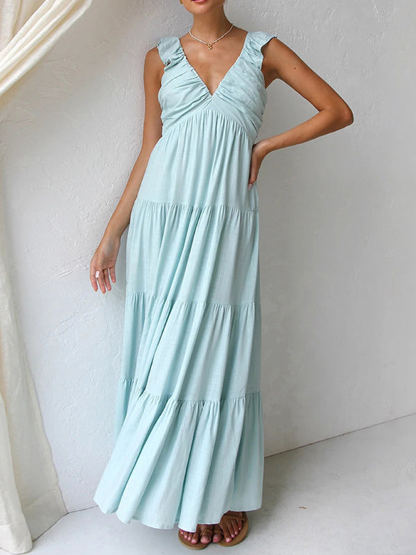 Summer Dresses - Cotton Maxi Dress for Casual Summer Days