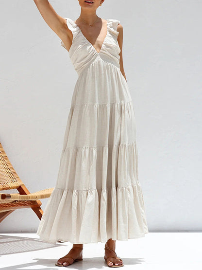 Summer Dresses - Cotton Maxi Dress for Casual Summer Days