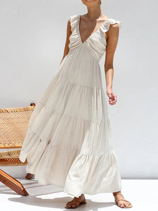 Summer Dresses - Cotton Maxi Dress for Casual Summer Days