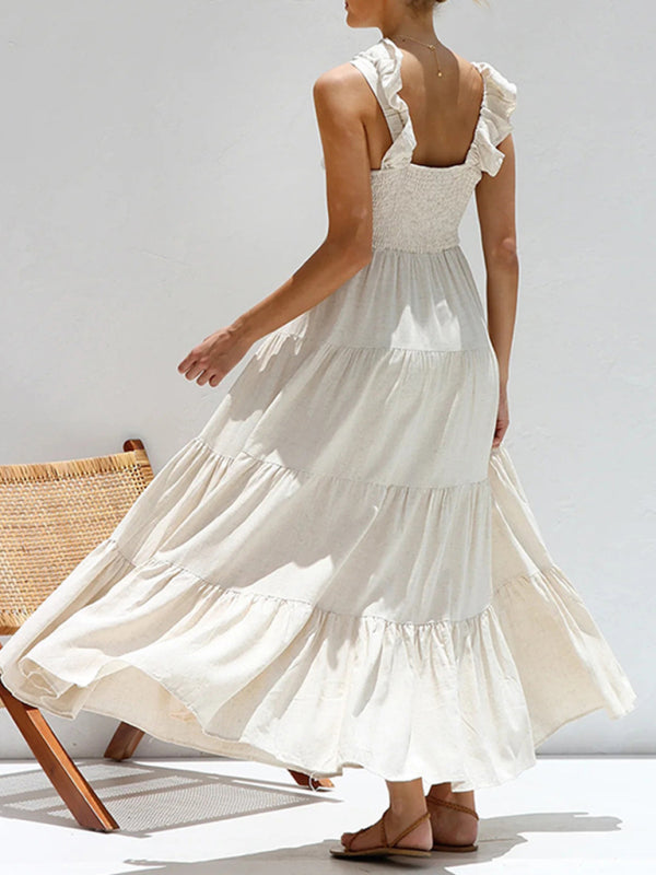 Summer Dresses - Cotton Maxi Dress for Casual Summer Days