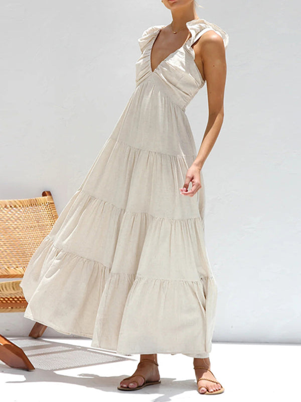 Summer Dresses - Cotton Maxi Dress for Casual Summer Days