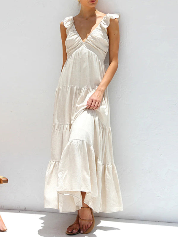 Summer Dresses - Cotton Maxi Dress for Casual Summer Days