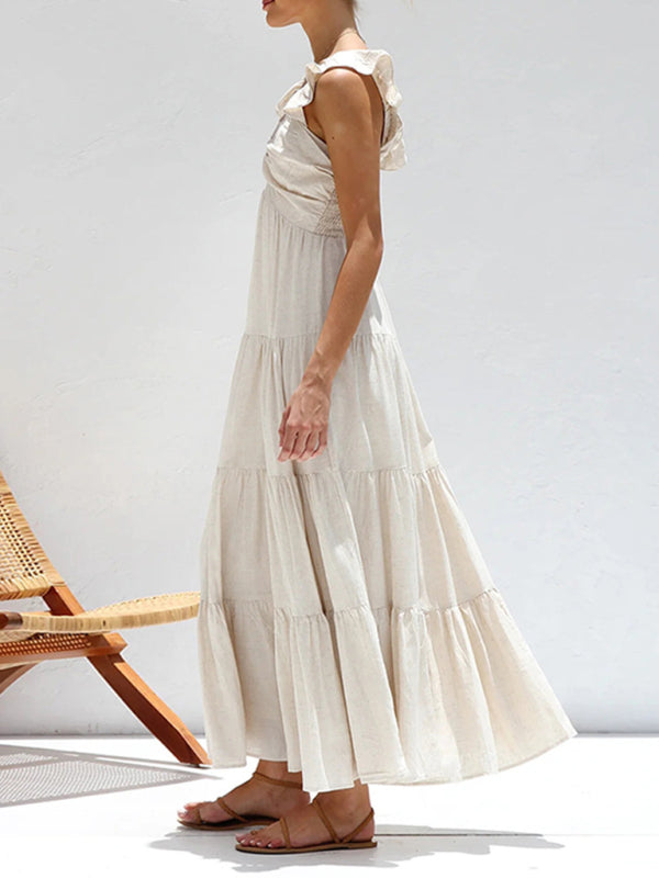 Summer Dresses - Cotton Maxi Dress for Casual Summer Days