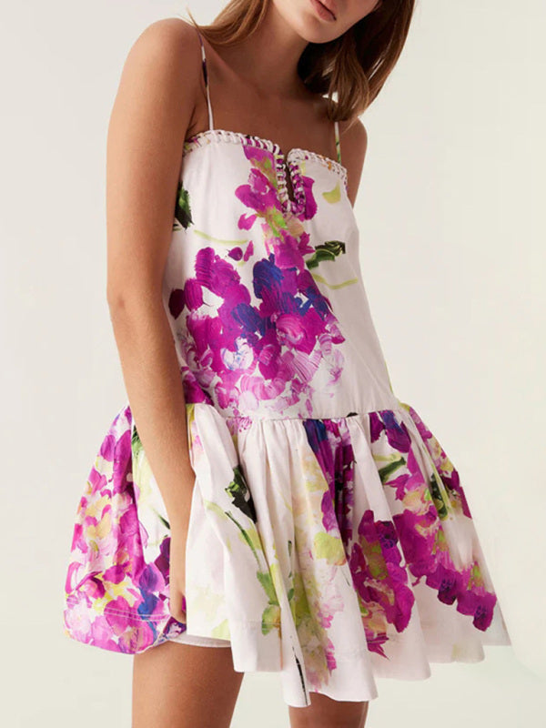 Summer Dresses - Festival Summer Cami Dress Drop Waist Sundress