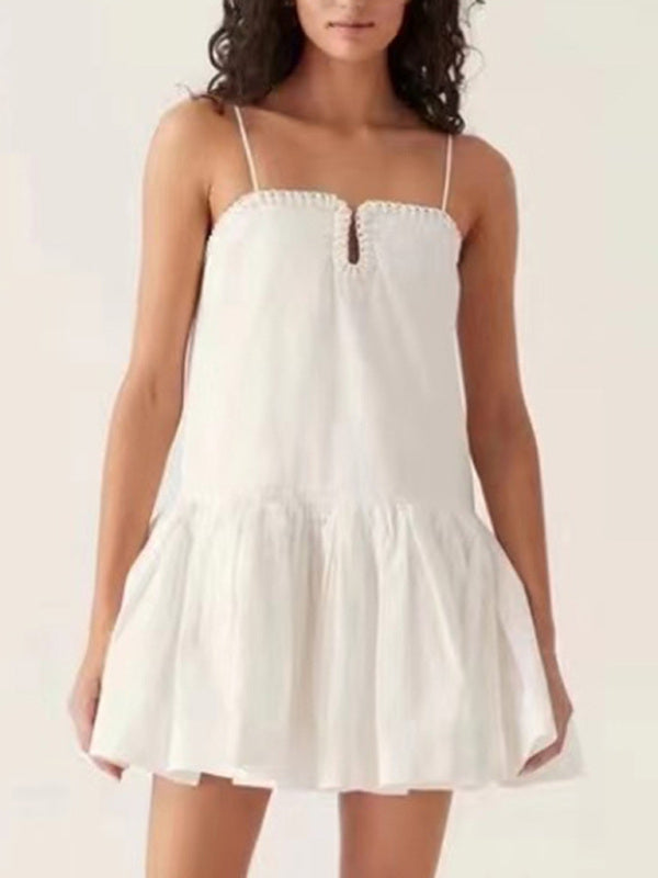 Summer Dresses - Festival Summer Cami Dress Drop Waist Sundress