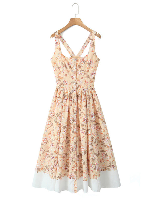 Summer Dresses - Vintage Floral Midi Dress for Summer Parties