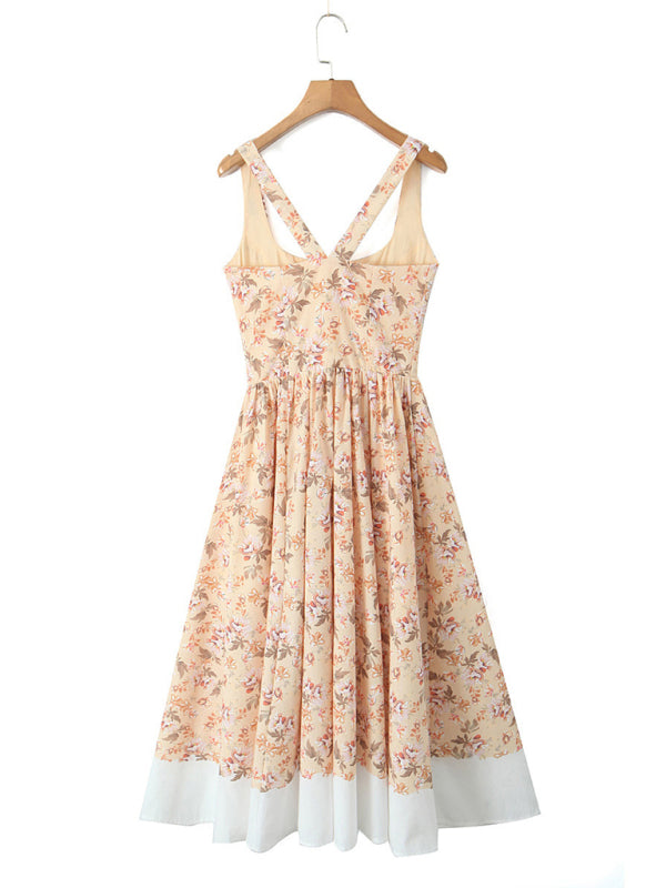 Summer Dresses - Vintage Floral Midi Dress for Summer Parties