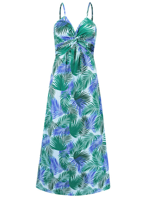 Summer Dresses- Palm Paradise Women's Cami Maxi Dress for Summer Adventures- - Chuzko Women Clothing