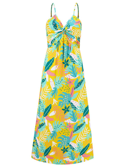 Summer Dresses- Palm Paradise Women's Cami Maxi Dress for Summer Adventures- - Chuzko Women Clothing