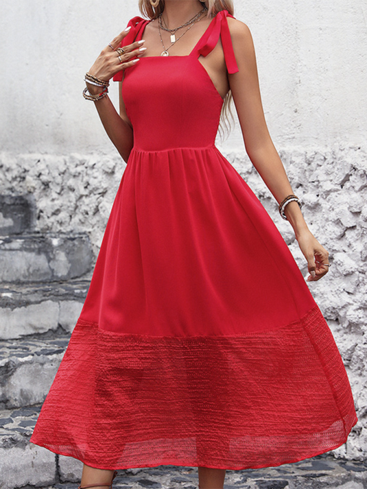 Summer Dresses- Romantic Red Midi Dress for Every Festive Gathering- Red- Pekosa Women Fashion