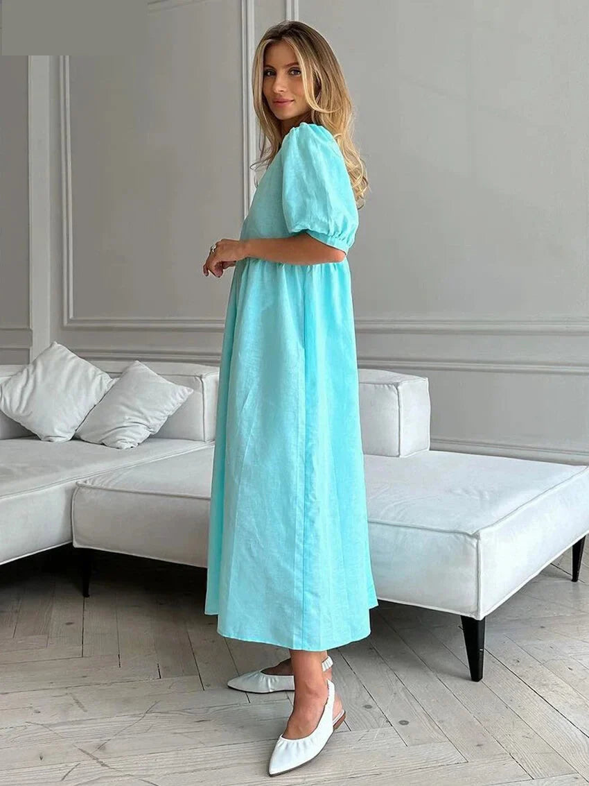 Summer Dresses- Summer Breeze Cotton Midi Dress- - Chuzko Women Clothing