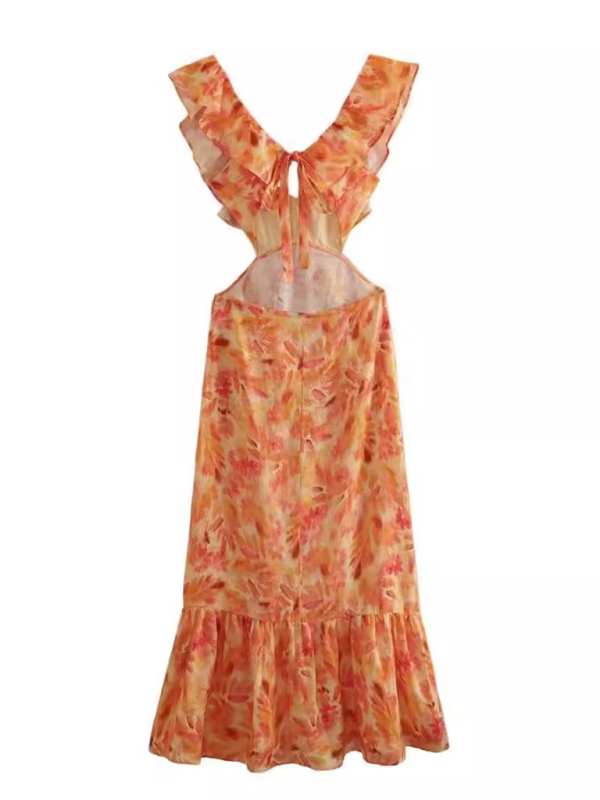 Summer Dresses- Floral Backless Midi Dress for Summer Weddings- - Pekosa Women Fashion