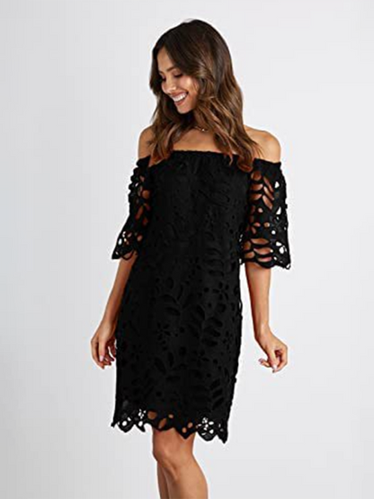 Sunny Days Women's Eyelet Lace Off-Shoulder Mini Dress