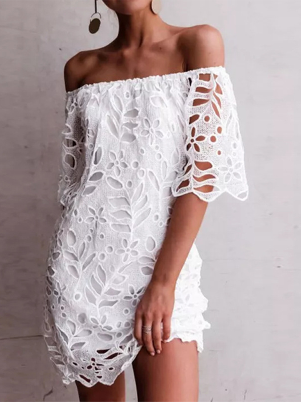 Sunny Days Women's Eyelet Lace Off-Shoulder Mini Dress