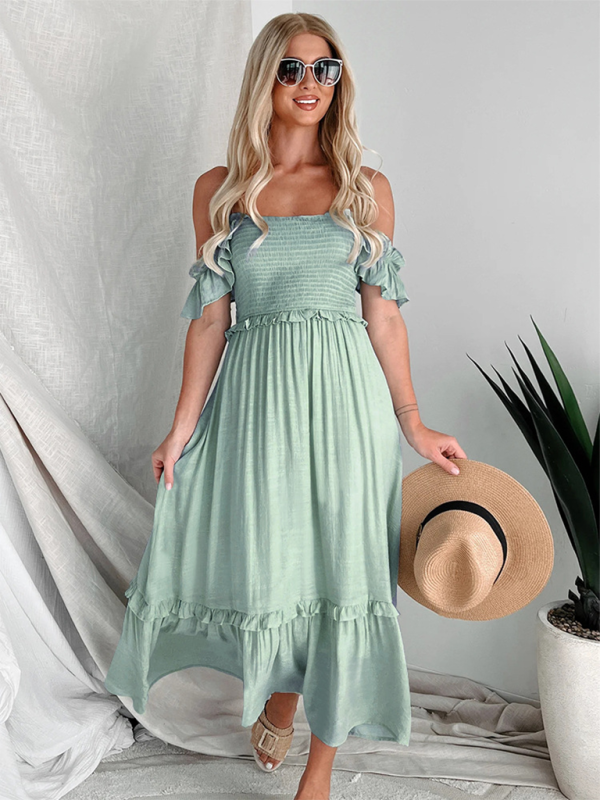 Women Off-Shoulder Midi Dress for BBQ Gatherings