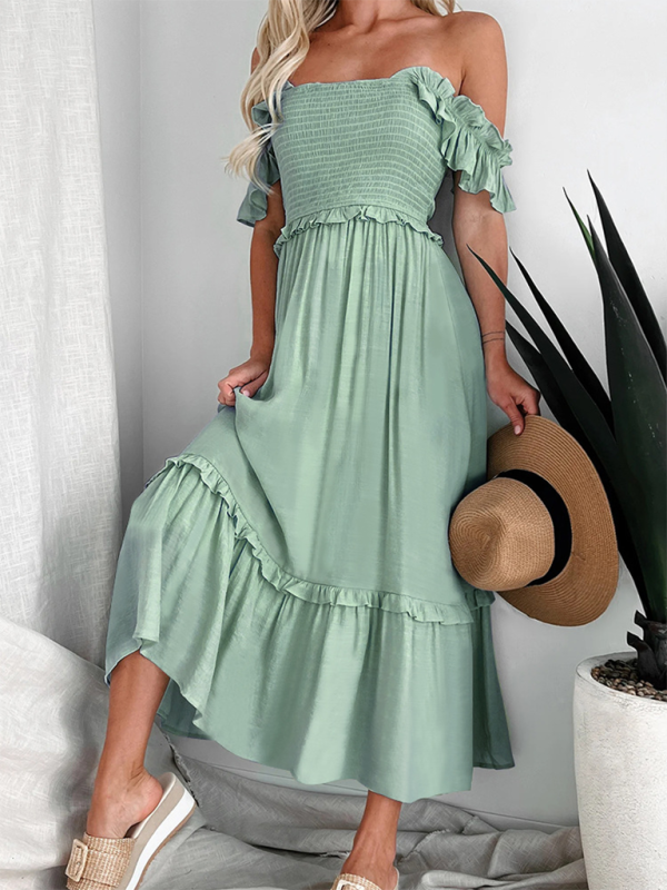 Women Off-Shoulder Midi Dress for BBQ Gatherings