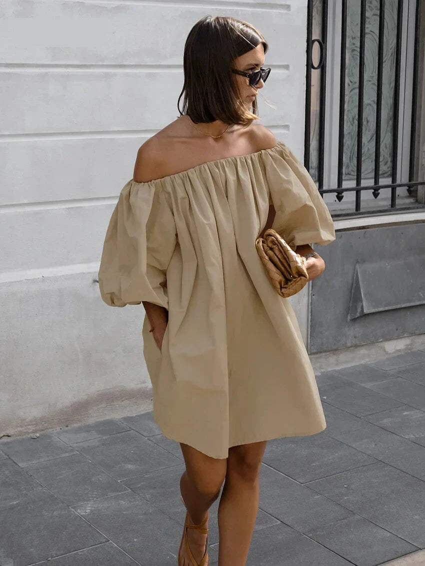 Balloon Sleeve Off-Shoulder Dress for Summer