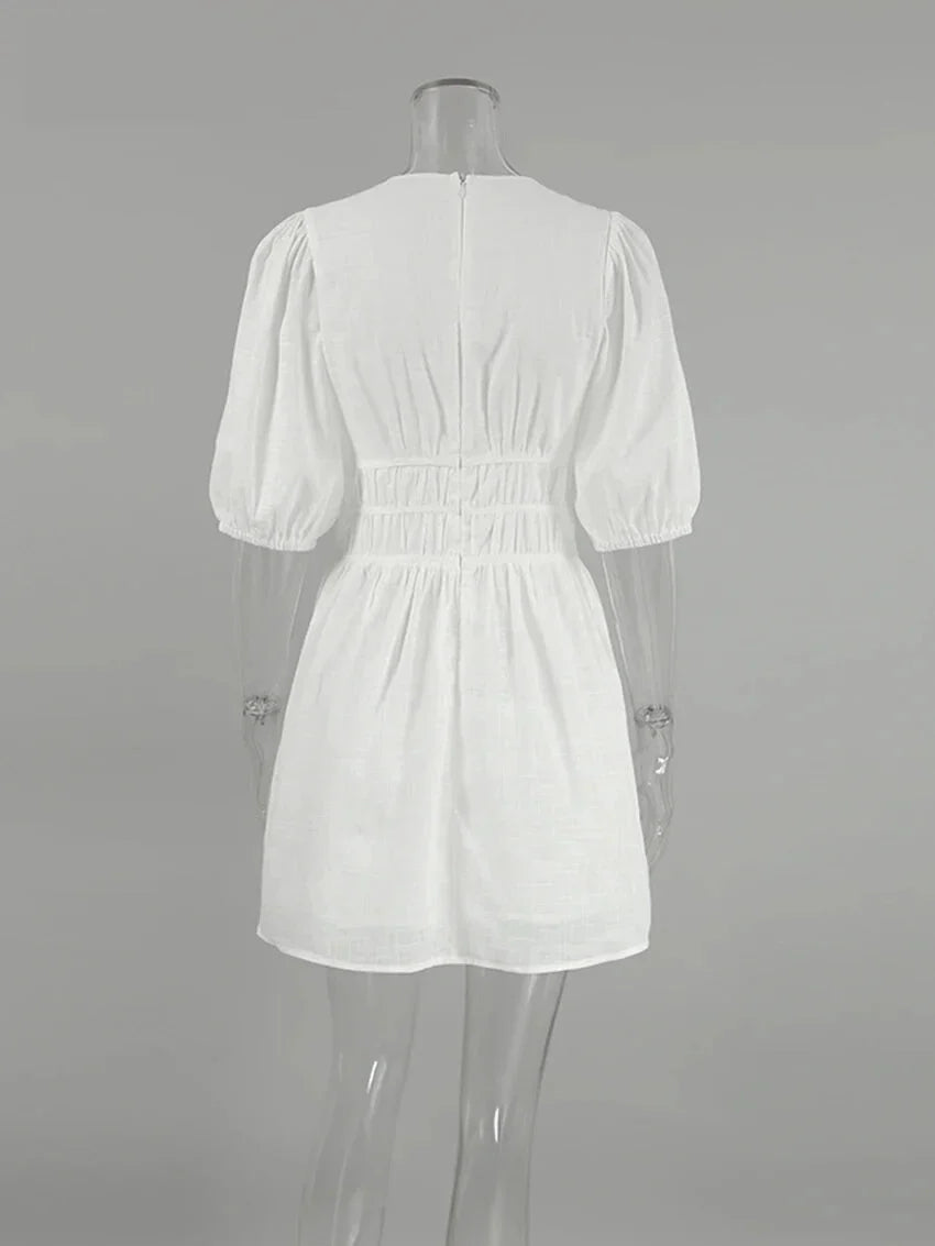 Robe d'été en coton à taille froncée pour femmes