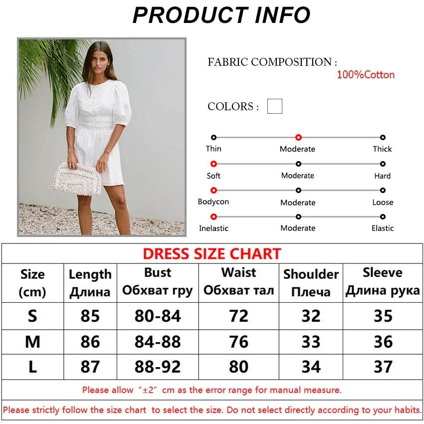 Women's Gathered Waist Cotton Summer Dress