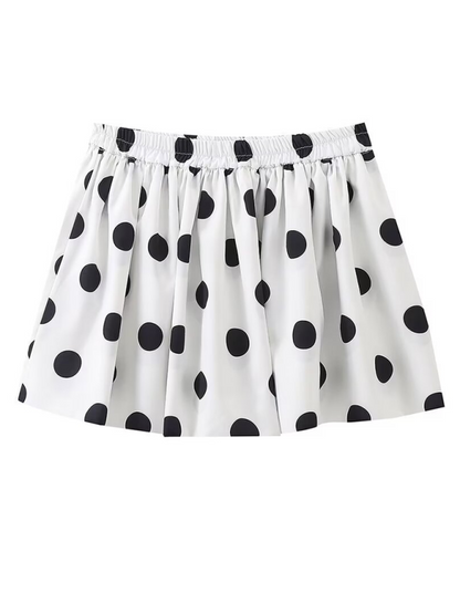 Summer Outfits- Festive Polka Dot Peplum Tube Top & Pleated Mini Skirt- - Pekosa Women Fashion