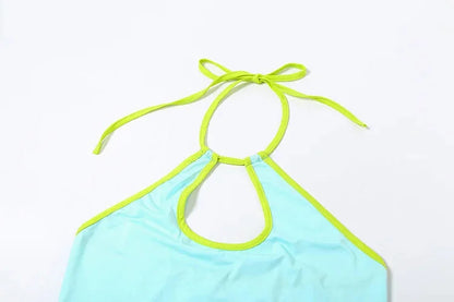 Vibrant Neon Halter and Shorts Set for the Active Woman