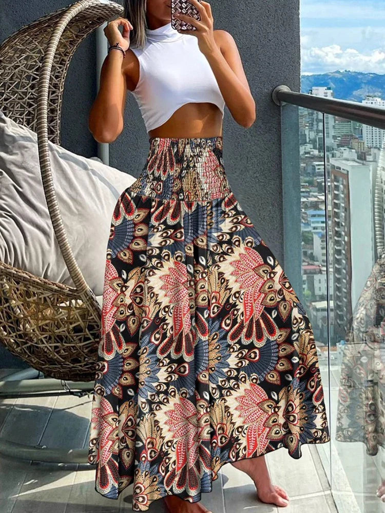 Summer Skirts- Floral Skirt Perfect for Beach Adventures- - Pekosa Women Fashion