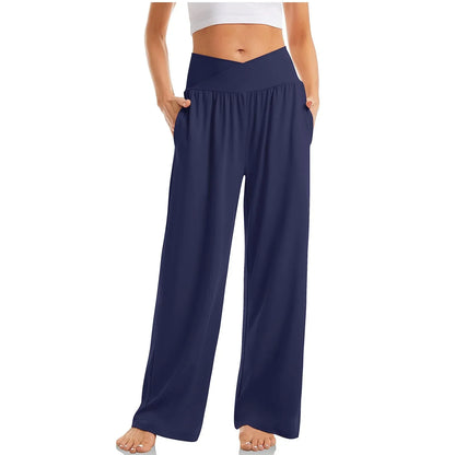 Summer Pants- Wide-Leg Pants Perfect for Everyday Casual Outfits- Navy- Pekosa Women Fashion