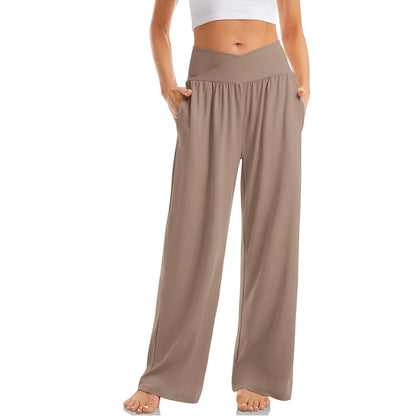 Summer Pants- Wide-Leg Pants Perfect for Everyday Casual Outfits- Coffee- Pekosa Women Fashion