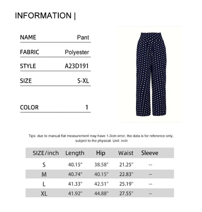 Summer Pants- Women's Pants with Wide Waistband and Polka Dot Design- - Pekosa Women Fashion