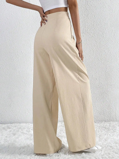 Summer Pants- Women Elegant Pleated Wide-Leg Trousers for Any Season- - Pekosa Women Fashion