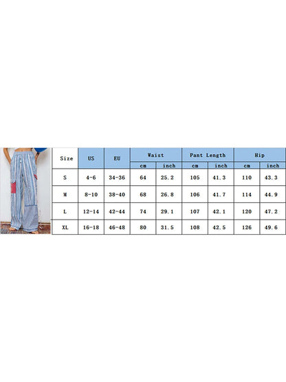 Summer Pants- Striped Patchwork Lounge Pants for Women's Beach Lounging- - Pekosa Women Fashion